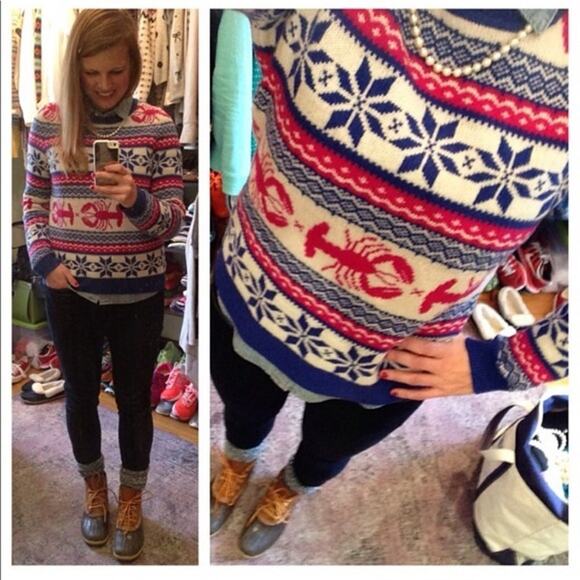 Vineyard Vines Lambswool Fair Isle Lobster Sweater Size XL - Picture 5 of 14